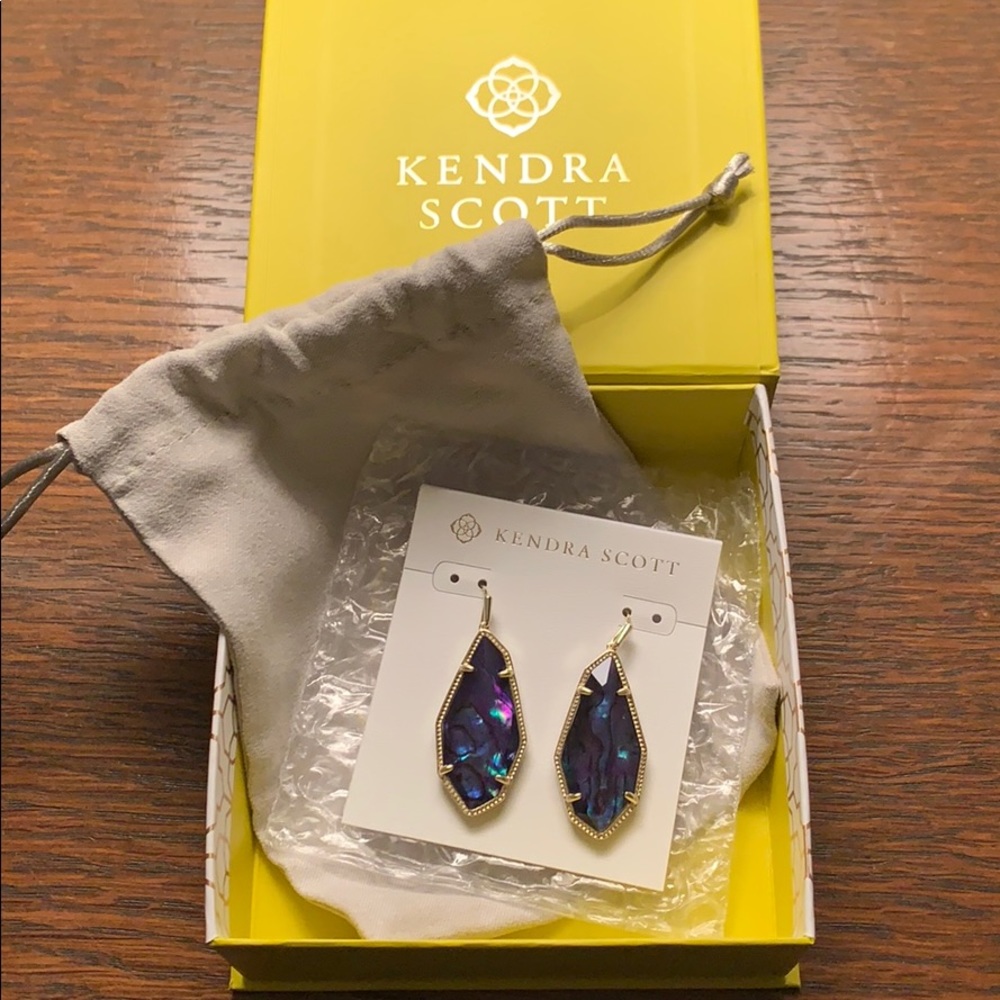 Kendra Scott Muriel Drop Earring Gold Navy Abalone